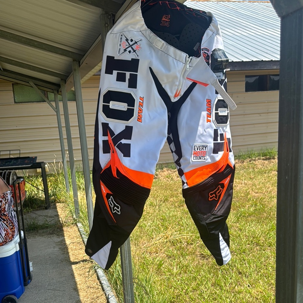 Fox Racing White and Orange Motocross Pants